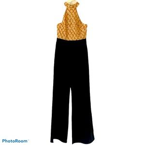 Rose Gold Sequined Halter Top Jumpsuit